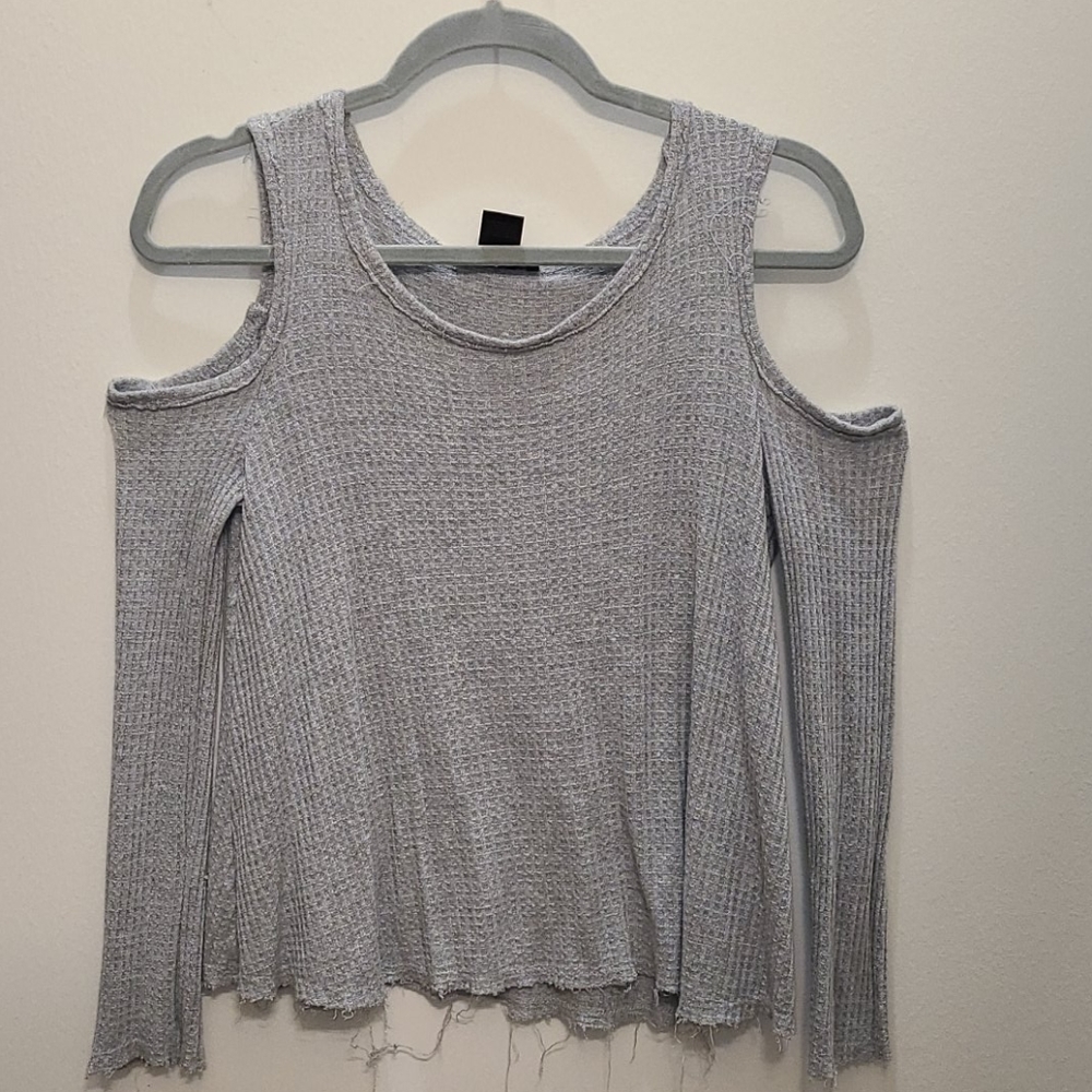 Light Grey, Open Shoulder Top